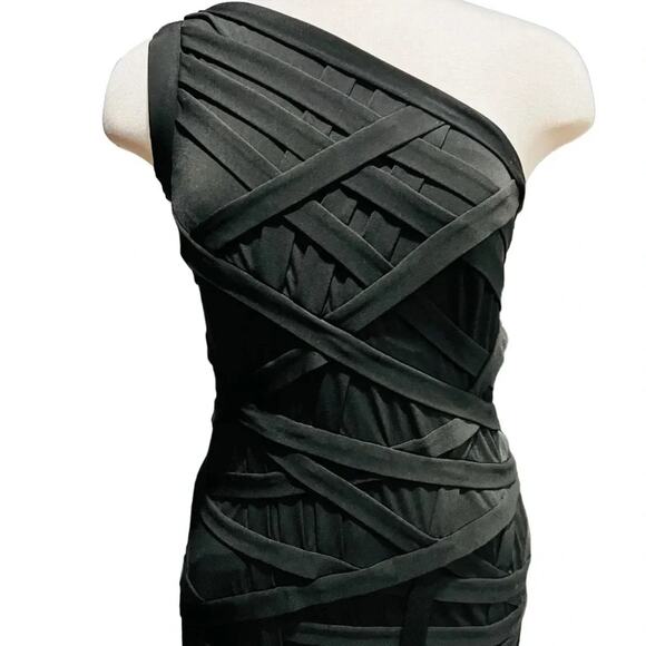 Tadashi Shoji  Black One Shoulder Midi Lenght Dress Size - Picture 4 of 13